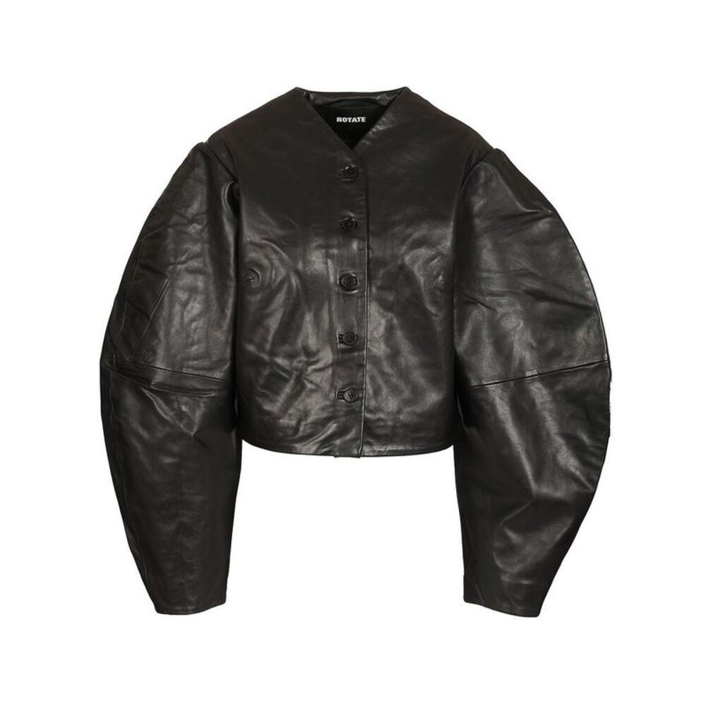 Rotate Women Fitted Black Leather Jacket